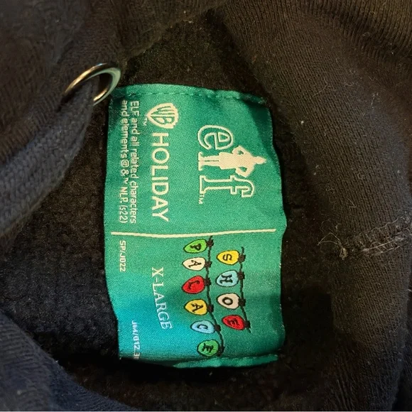 Black Elf Hoodie with Colorful Lights Men’s XL - Picture 6 of 6